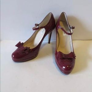 L.K.  BENNETT Garnet Red Patent Leather Mary Janes